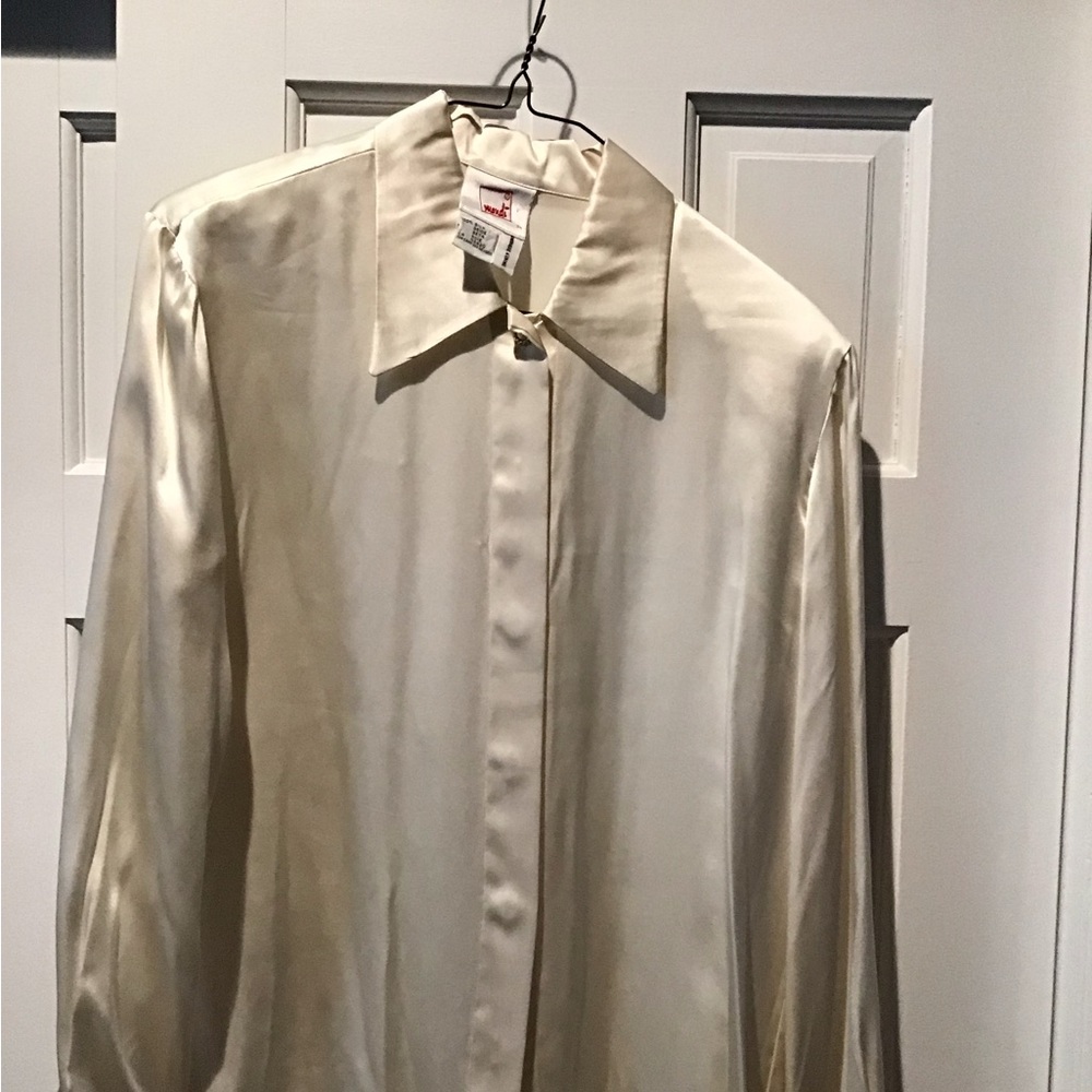 So soft; 100% silk long sleeve blouse